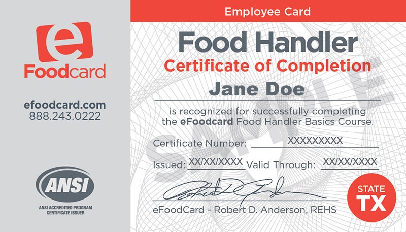 Food Handler #39 s Certification Texas Cottage Food Law