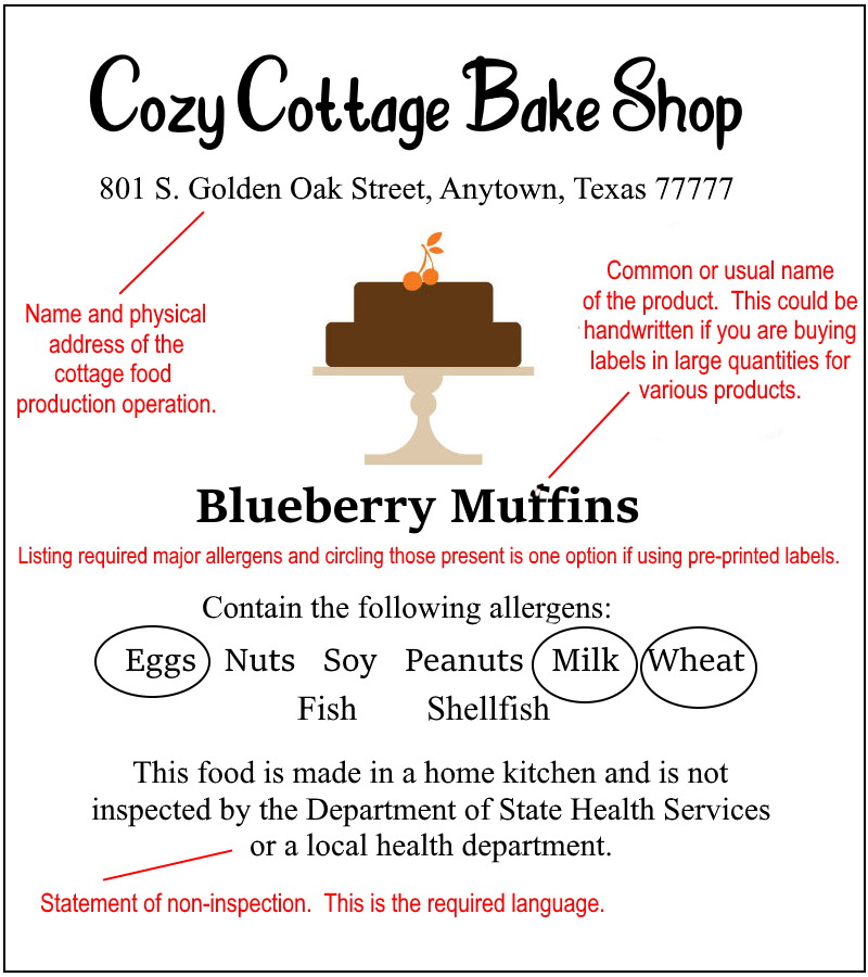 Cottage Food Labeling For Home Bakery